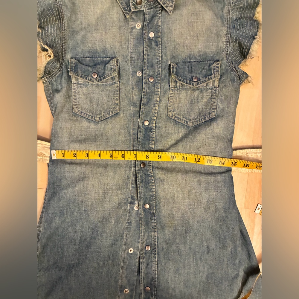 Vintage Sacai Luck Distressed Denim Belted Shirt Dress - Picture 7 of 16
